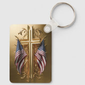 Amerikaanse vlag in gouden kruis #7 sleutelhanger (Achterkant)