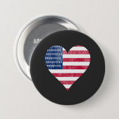 Amerikaanse vlag in hart ronde button 7,6 cm (Voorkant /achterkant)