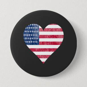 Amerikaanse vlag in hart ronde button 7,6 cm
