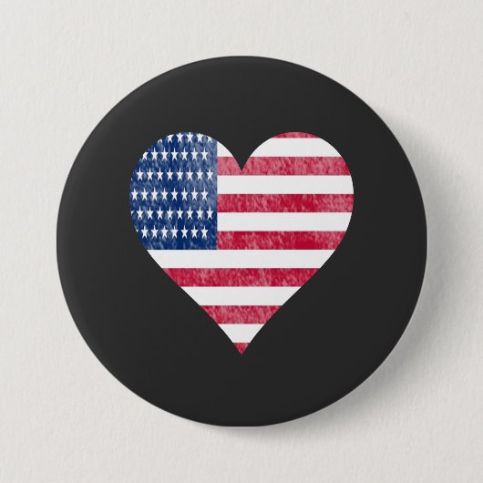 Amerikaanse vlag in hart ronde button 7,6 cm (Voorkant)