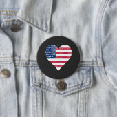 Amerikaanse vlag in hart ronde button 7,6 cm (In situ)