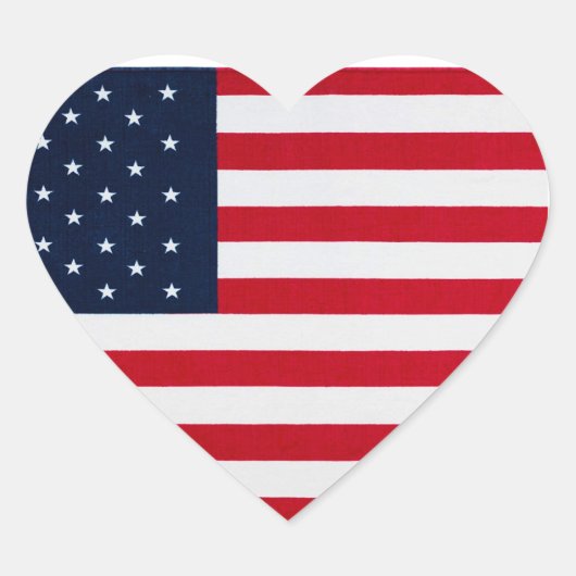 Amerikaanse Vlag In Hart Sticker (Voorkant)