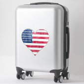 Amerikaanse vlag in hart sticker (Koffer)