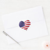 Amerikaanse vlag in hartvorm ronde sticker (Envelop)