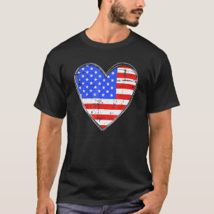 Amerikaanse vlag in hartvorm voor American Pride o T-shirt