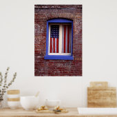 Amerikaanse vlag in het raam poster (Keuken)
