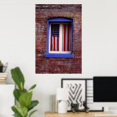 Amerikaanse vlag in het raam poster (Thuiskantoor)