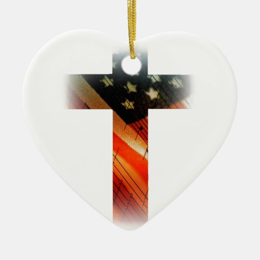 Amerikaanse vlag in kruis keramisch ornament (Voorkant)