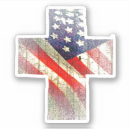 Amerikaanse vlag in kruis sticker