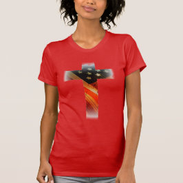 Amerikaanse vlag in kruis t-shirt