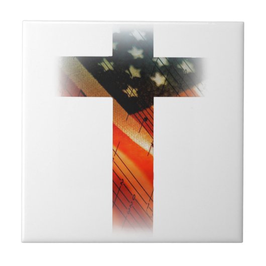 Amerikaanse vlag in kruis tegeltje (Voorkant)