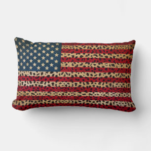 Amerikaanse vlag in Leopard Spot Print Design Kussen