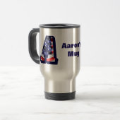 Amerikaanse vlag in Letter "A" en Name Travel Mug Reisbeker (Voorkant links)