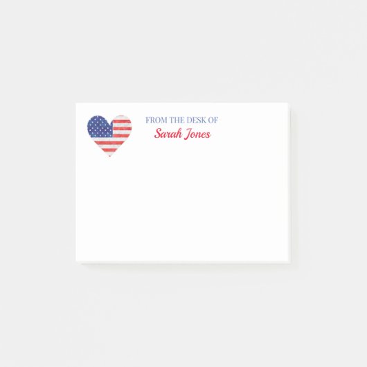Amerikaanse vlag in Love Heart Patriotic Persoonli Post-it® Notes (Voorkant)