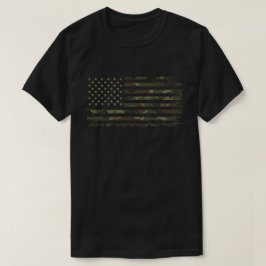 Amerikaanse vlag in militaire camouflagekleuren t-shirt