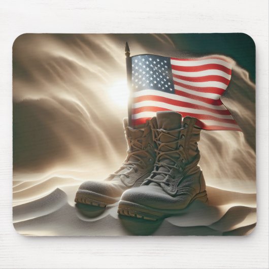 Amerikaanse vlag in militaire schoenen muismat (Voorkant)