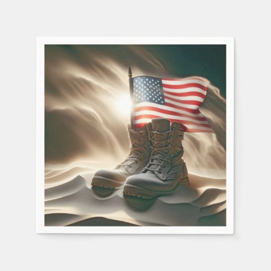 Amerikaanse vlag in militaire schoenen servet (Voorkant)