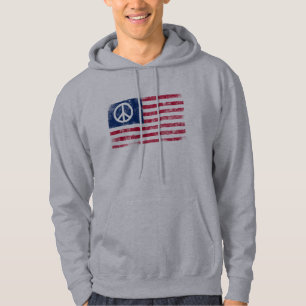 Amerikaanse vlag in nood & Vredessymbool Hoodie