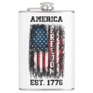 Amerikaanse Vlag in Nood Vrijheid Gesticht 1776 Heupfles