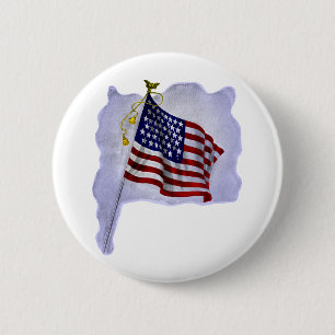 Amerikaanse vlag in patriottische kleuren Ronde Button 5,7 Cm