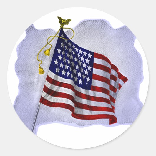 Amerikaanse vlag in patriottische kleuren Ronde Sticker (Voorkant)