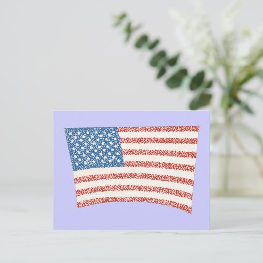 Amerikaanse vlag in pointillisme, op briefkaarten (Staand voorkant)