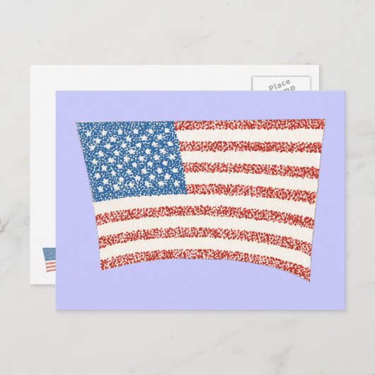 Amerikaanse vlag in pointillisme, op briefkaarten (Voorkant / Achterkant)