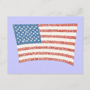 Amerikaanse vlag in pointillisme, op briefkaarten