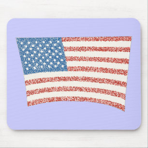 Amerikaanse vlag in pointillisme op muismatten