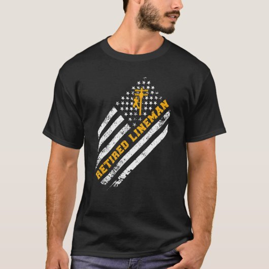 Amerikaanse vlag in ruste Lineman Retirement T-shirt (Voorkant)