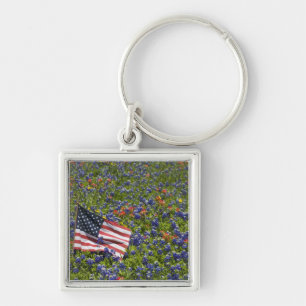 Amerikaanse vlag in veld van Blauwe Bonnets, 2 Sleutelhanger