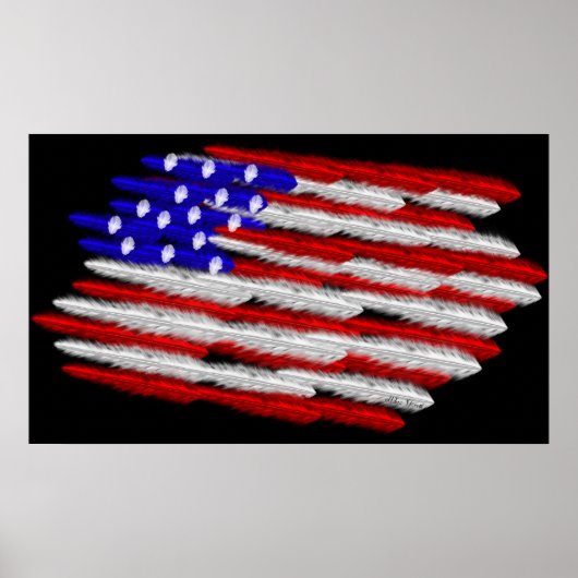 Amerikaanse vlag in veren Print (Voorkant)