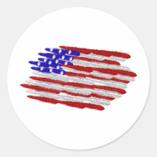 Amerikaanse vlag in veren ronde sticker (Voorkant)
