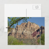 Amerikaanse vlag in Zion National Park I Briefkaart (Voorkant / Achterkant)