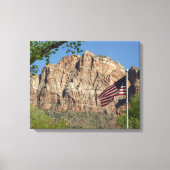 Amerikaanse vlag in Zion National Park I Canvas Afdruk (Voorkant)