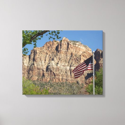 Amerikaanse vlag in Zion National Park I Canvas Afdruk (Voorkant)