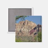 Amerikaanse vlag in Zion National Park I Magneet (Voorkant / Achterkant)