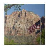 Amerikaanse vlag in Zion National Park I Tegeltje (Voorkant)