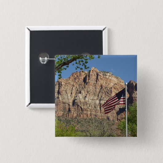 Amerikaanse vlag in Zion National Park I Vierkante Button 5,1 Cm (Voorkant /achterkant)
