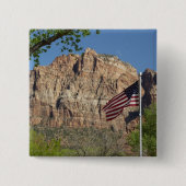 Amerikaanse vlag in Zion National Park I Vierkante Button 5,1 Cm (Voorkant)