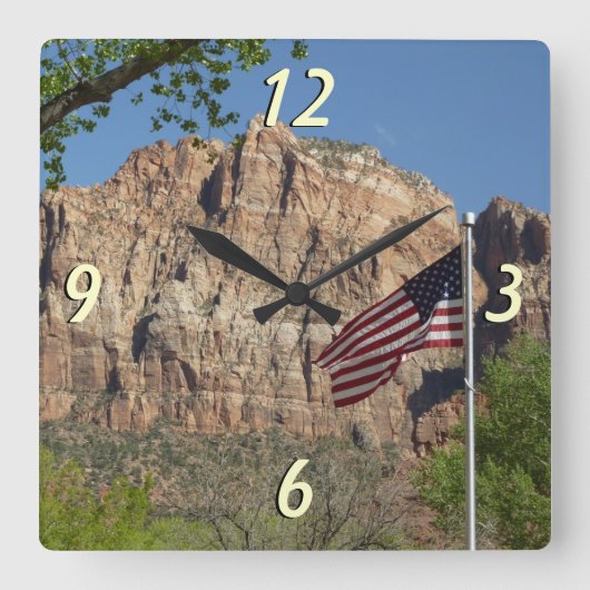 Amerikaanse vlag in Zion National Park I Vierkante Klok (Voorkant)
