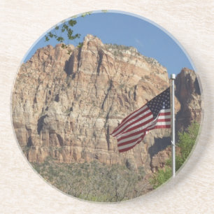Amerikaanse vlag in Zion National Park I Zandsteen Onderzetter