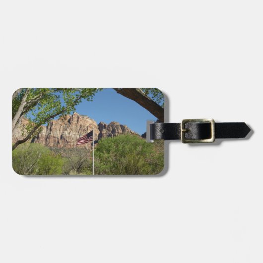 Amerikaanse vlag in Zion National Park II Bagagelabel (Voorkant horizontaal)