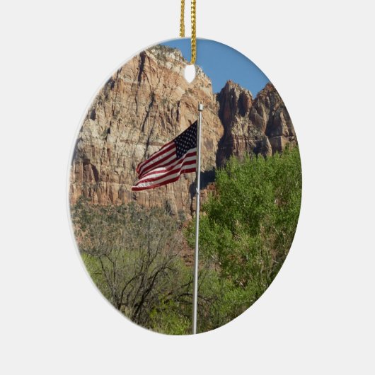 Amerikaanse vlag in Zion National Park II Keramisch Ornament (Rechts)