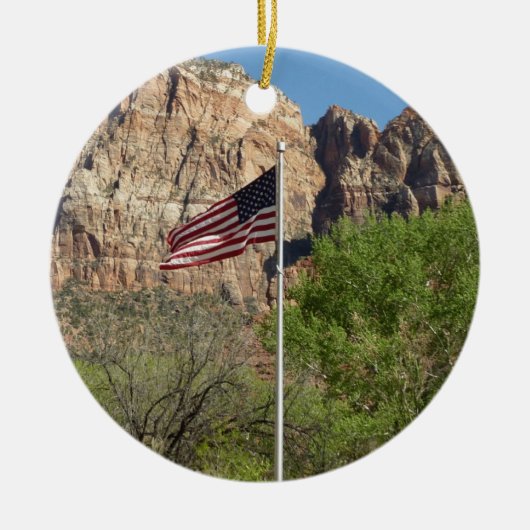 Amerikaanse vlag in Zion National Park II Keramisch Ornament (Voorkant)