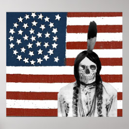  amerikaanse vlag indiaans poster van de schedel