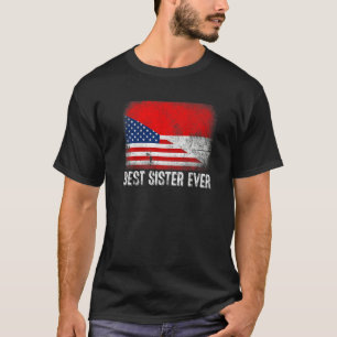 Amerikaanse vlag & Indonesische vlag beste zuster T-shirt