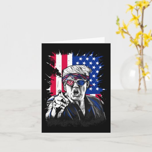 Amerikaanse vlag intense gezichtsuitdrukking Trump Kaart (Gele Bloem)