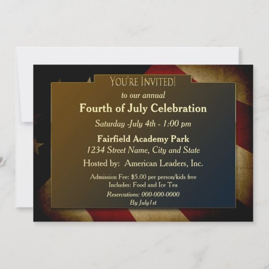 AMERIKAANSE VLAG - INVITATIE KAART (Achterkant)