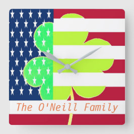 Amerikaanse vlag Irish Shamrock Clover St. Patrick Vierkante Klok